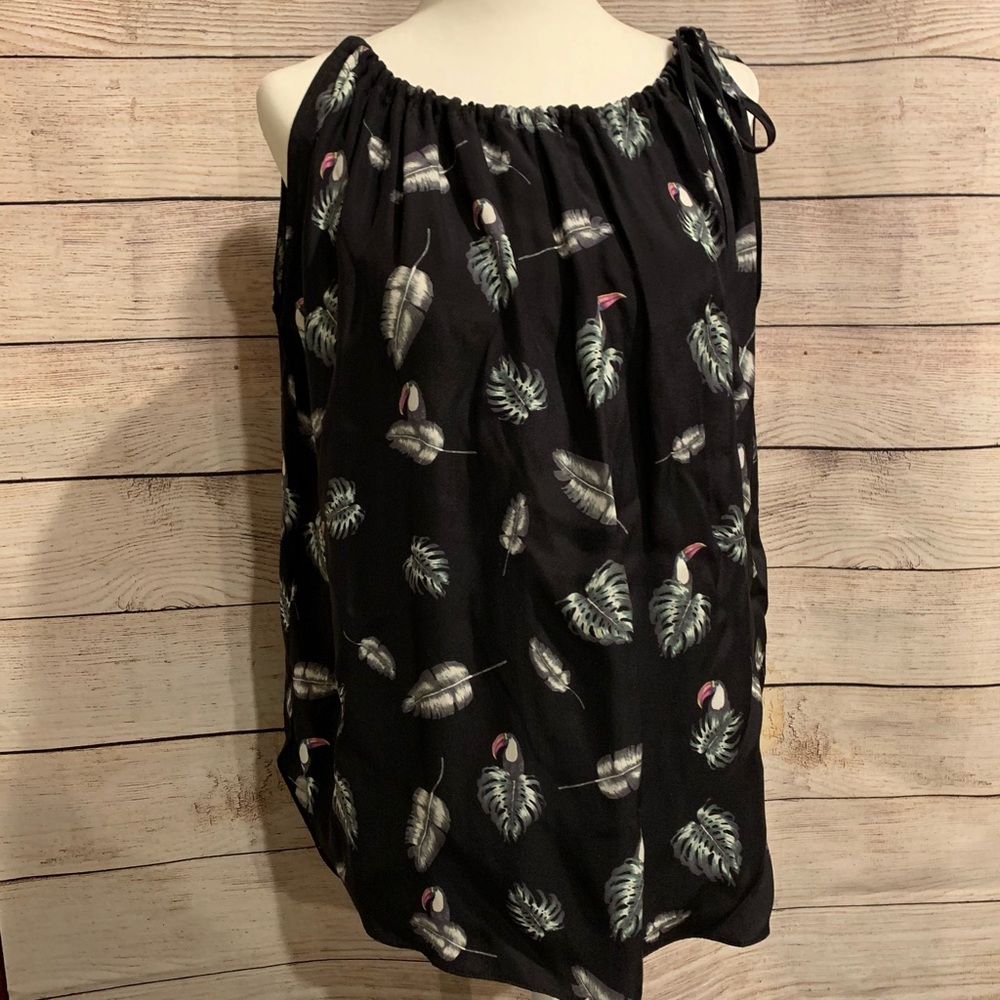Luxe Deluxe Silk Toucan Sleeveless Blouse